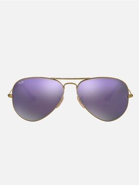 Ray-Ban Aviator Sunglasses in Lilac Mirror with Case